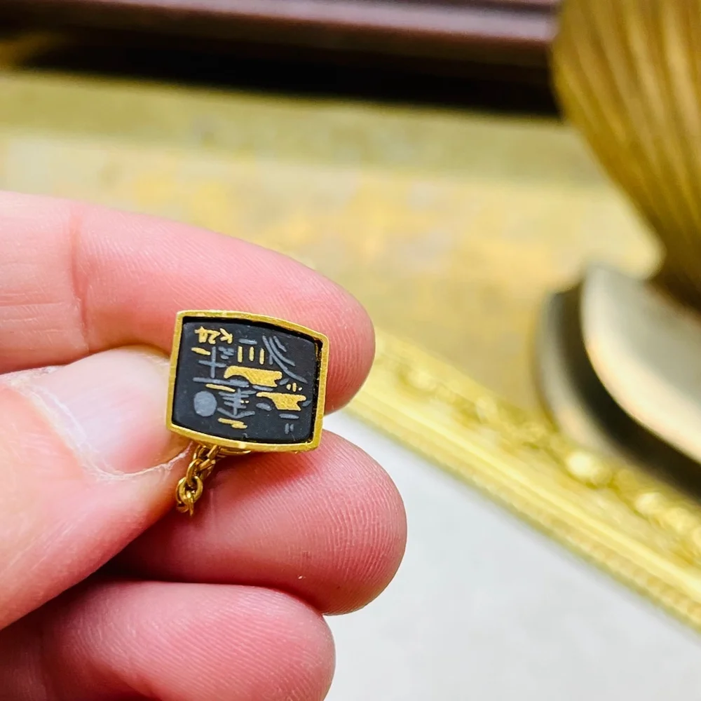 Men's Unbranded Cufflinks & Tie Tack Set Black‎ Gold